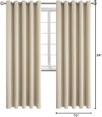 BGment Room Darkening Curtains 84 Inches Long - Grommet Thermal Insulated Drapes Window Treatment Curtains for Bedroom, 2 Panels, 70 x 84 Inch, Beige