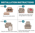 Turquoize 2 Piece Chair Covers Chair Slipcovers for Living Room Armchair Couch Cover Chair Sofa Cover with Individual Cushion Covers Furniture Cover for Chairs Feature Jacquard Fabric (Chair, Sand)