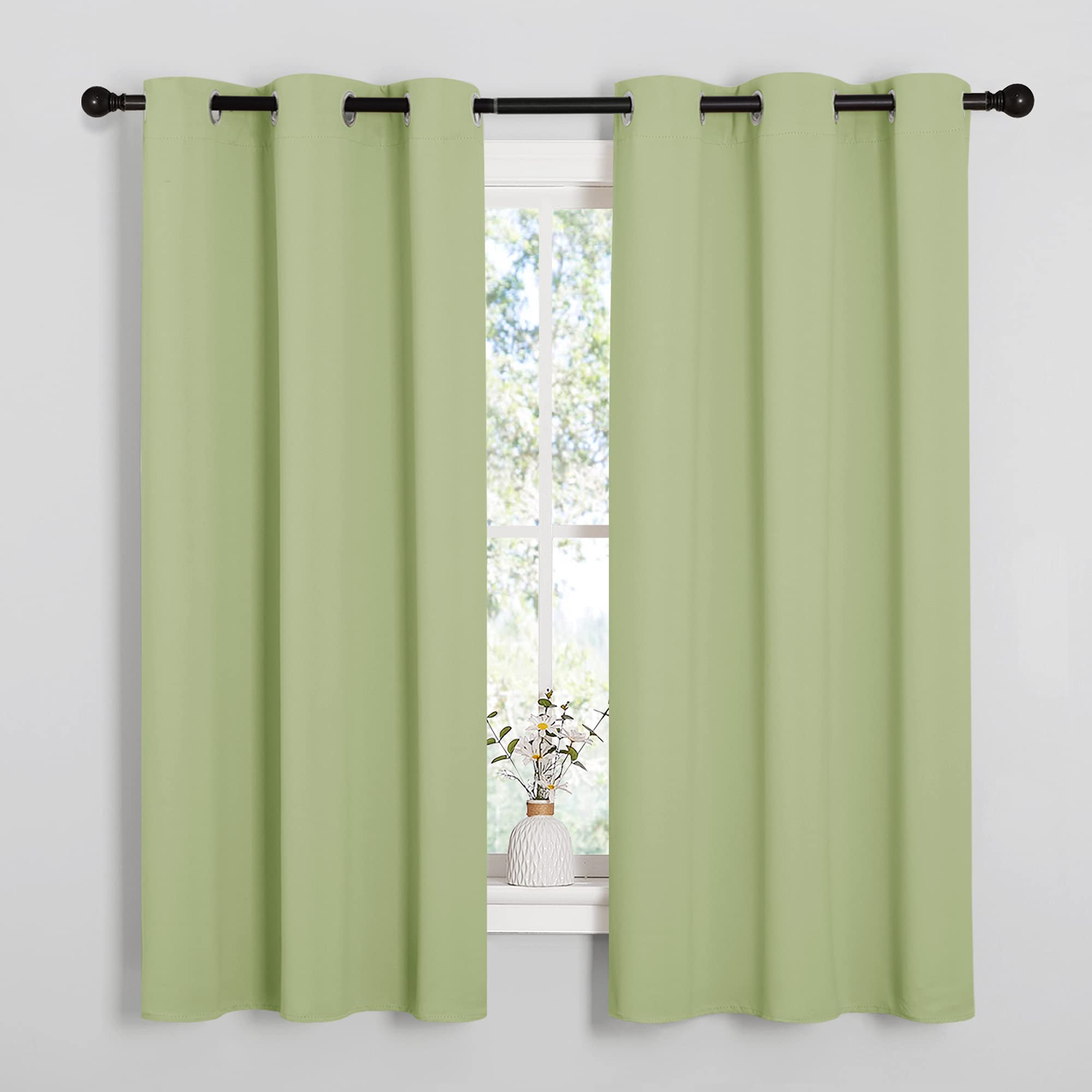 NICETOWN Grey Blackout Curtains for Bedroom 42" Wide x 63" Long 2 Panels