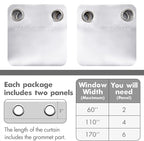 MIULEE Blackout Curtains 96 Inches Long for Bedroom Living Room, Chirstmas Thermal Insulated Room Darkening Grommet Top Solid Light Blocking Drapery Set of 2 Window Panels Greyish White
