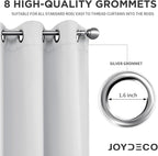 Joydeco White Curtains 90 Inches Long 1 Panel, Thermal Insulated Long Curtains& Drapes 1 Piece, Room Darkening Grommet Drapes for Living Room Bedroom Window (W70 x L90 Inch, Greyish White)