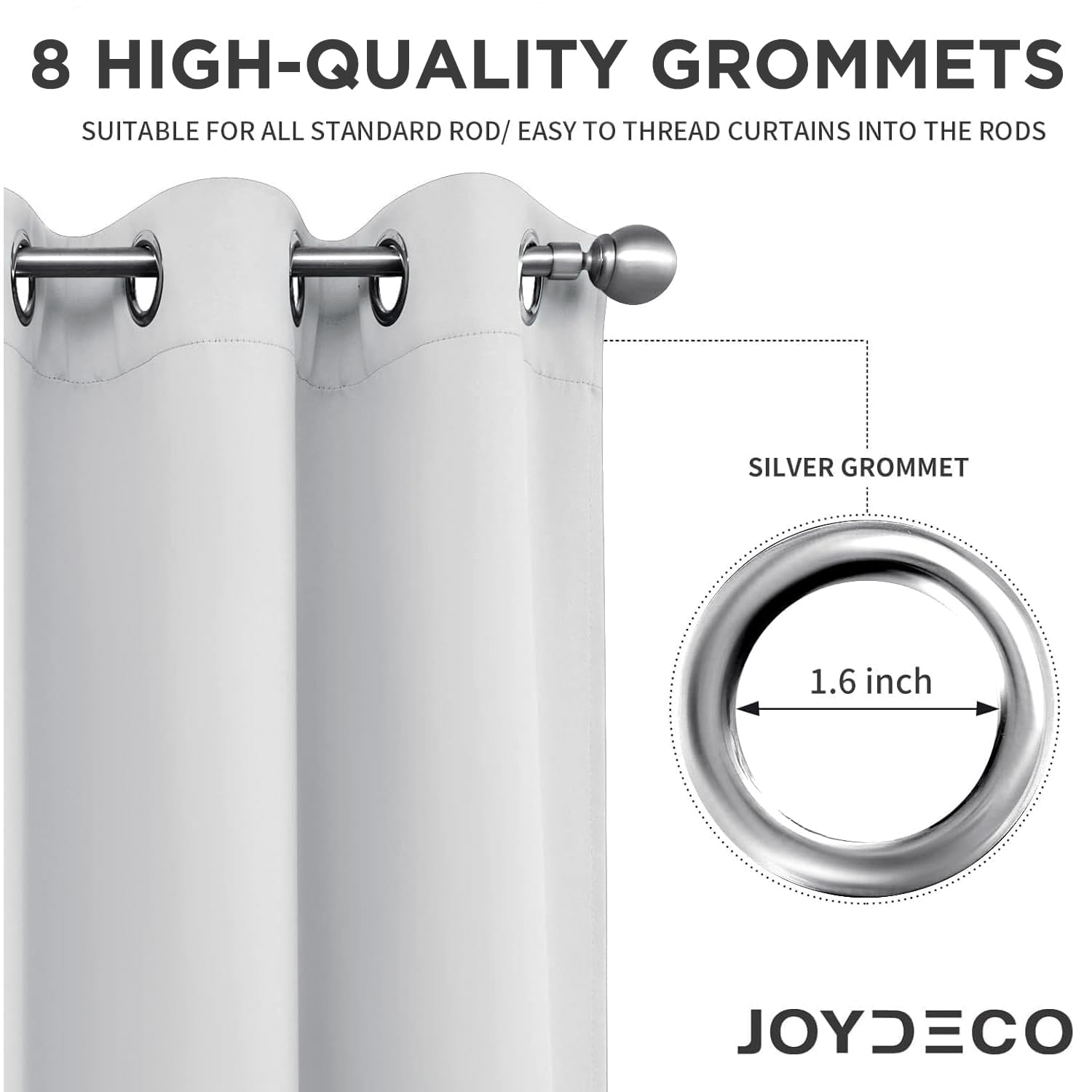 Joydeco White Curtains 84 Inches Long 2 Panels Set, Thermal Insulated Long Curtains& Drapes 2 Burg, Room Darkening Grommet Drapes for Living Room Bedroom Window (W52 x L84 Inch, Greyish White)