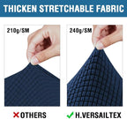 H.VERSAILTEX 3 Piece Stretch Sofa Covers for 2 Cushion Sofa Couch Covers for Living Room Sofa Slipcovers (Base Cover Plus 2 Seat Cushion Covers) Thicker Jacquard Fabric(Large Sofa, Navy)
