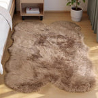 Goolela Faux Sheepskin Fur Rug Light Brown Beige Fluffy Rug 4x6 Carpet for Bedroom Fuzzy Furry Soft Rugs PlayRoom Shaggy Plush Washable Sheepskin