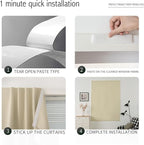 Self Adhesive Portable Blackout Curtains for Bedroom Easy to Install Window Thermal Lnsulated Kitchen Room Darkening Small Window Curtains, Cortinas Para Cuarto, 59"W X 59"L, Beige, 1 Panel
