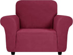 ZNSAYOTX Super Stretch Chair Slipcover (30"-47"), New Striped Sofa Chair Covers for Living Room, Dogs Pet Friendly Anti-Slip Chair Protector Spandex Armchair Slipcovers (Wine Red, Chair)