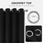 Joydeco Blackout Curtains 72 Inches Long 2 Panels Set, Thermal Insulated Long Curtains& Drapes 2 Burg, Room Darkening Drapes for Bedroom Living Room (Black, W37 x L72 Inch)