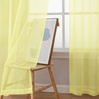 Chyhomenyc Sheer Curtains 63 Inch Length 2 Panels Set - Light Filtering Rod Pocket Window Curtain Treatment Drapes for Bedroom Living Room, 42Wx63L Inch, Light Yellow