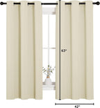 NICETOWN Kitchen Curtains for Decoration, Thermal Insulated Grommet Room Darkening Draperies/Panels for Laundry (Beige, 2 Panels, W42 x L63 inches)