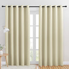 NICETOWN Room Darkening Draperies Window Curtain Panels, Thermal Insulated Grommet Room Darkening Curtains for Bedroom (Beige, 2 Panels, W70 x L84 -inch)