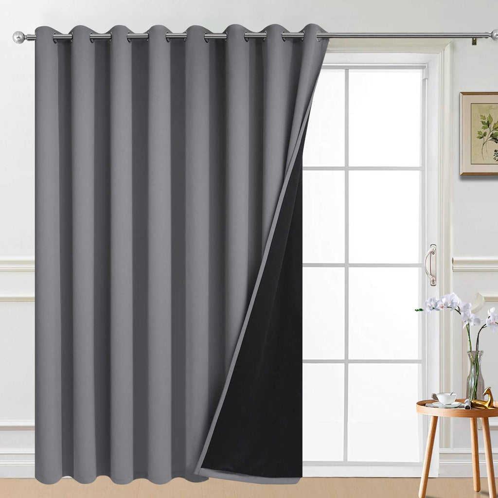 Yakamok Grey 100% Blackout Patio Door Curtain Panels W100 x L96, 1 Panel