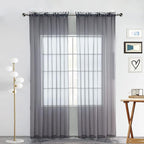 SpaceDresser Basic Rod Pocket Sheer Voile Window Curtain Panels White 1 Pair 2 Panels 60 Width 108 Inch Long for Kitchen Bedroom Children Living Room Yard(Grey,60 W x 108 L)