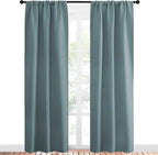 NICETOWN Greyish Blue Blackout Curtains Panels for Window, Thermal Insulated Rod Pocket Blackout Drapes/Draperies for Living Room (2 Panels, W34 x L84 inches)