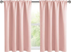 DWCN Blackout Curtains for Living Room Thermal Insulated, Energy Saving & Noise Reducing Bedroom Curtains, Blush Pink, W 52x L 36 Inch, Set of 2 Rod Pocket Curtain Panels