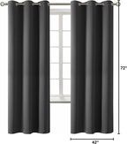 BGment Blackout Curtains - Grommet Thermal Insulated Room Darkening Bedroom and Living Room Curtain, Set of 2 Panels (42 x 72 Inch, Dark Grey)