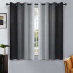 SimpleHome Ombre Black to Grey White Curtains for Living Room 52Wx54L
