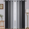 SimpleHome Ombre Black to Grey White Curtains for Living Room 52Wx96L