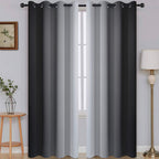 SimpleHome Ombre Black to Grey White Curtains for Living Room 52Wx96L