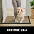 GORILLA GRIP 100% Waterproof All-Season WeatherMAX Doormat US Designed Natural Rubber, Stain and Fade Resistant, Low Profile Indoor Outdoor Door Mats, Easy Clean Patio Mat, 29x17, Beige Diamond