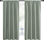 NICETOWN Window Curtains Blackout Drapes - Thermal Insulated Solid Rod Pocket Blackout Curtains/Draperies for Living Room (Greyish Green, One Pair, 42 by 63-Inch)