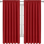DWCN Blackout Curtains for Living Room Thermal Insulated, Energy Saving & Noise Reducing Bedroom Curtains, Red, W 70x L 72 Inch, Set of 2 Rod Pocket Curtain Panels
