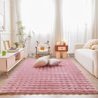 Pink Rabbit Plush Rug 5'x8', Fluffy Faux Fur Shaggy Area Rug for Nursery, Kids Room Decor, Soft Fuzzy Carpet for Living Room, Bedroom, Teen Girls Room