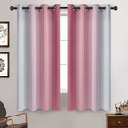 Yakamok 63 Inch Length Ombre Curtains, Thermal Insulated Grommet Window Drapes, Room Darkening Gradient Color Curtains for Girl's Bedroom (Pink and Greyish White, 52x63 Inch, Set of 2)