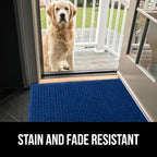 GORILLA GRIP® Ultra Absorbent Front Door Mat Outside Entrance, Traps Dirt and Moisture, HydroABSORB Indoor Outdoor Doormat Holds Up to 1.7 Cups Water, Stain and Fade Resistant Welcome Mat, 29x17, Blue