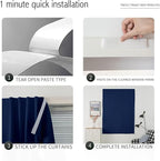 Self Adhesive Portable Blackout Curtains for Bedroom Easy to Install Window Thermal Lnsulated Kitchen Room Darkening Small Window Curtains, 47" W X 84" L, Navy Blue, 1 Panel