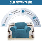 H.VERSAILTEX Rich Velvet Stretch 2 Piece Chair Cover Chair Slipcover Sofa Cover Furniture Protector Couch Soft with Elastic Bottom Chair Couch Cover with Arms Width Up to 49 Inch(Chair,Peacock Blue)
