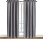 DWCN Blackout Curtains for Bedroom – Thermal Insulated Energy Saving Drapes for Living Room, Grey, W 38 x L 84 Inch, Set of 2 Rod Pocket Curtain Panels
