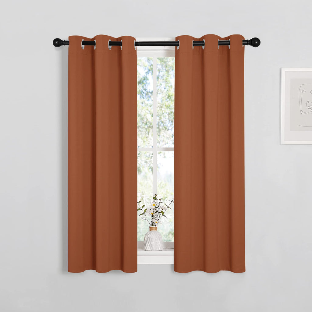 NICETOWN Grey Blackout Curtain Panels for Bedroom, 2 Panels, W29 x L40 inches, Grey, Thermal Insulated Grommet Top Blackout Kitchen Draperies and Drapes