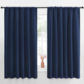 NICETOWN Blackout Curtains for Bedroom, Blackout Draperies, Home Decorations Thermal Insulated Solid Rod Pocket Blackout Drapes for Cafe (Navy, One Pair, 70 x 63-inch)