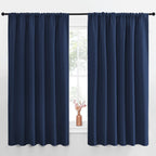 NICETOWN Blackout Curtains for Bedroom, Blackout Draperies, Home Decorations Thermal Insulated Solid Rod Pocket Blackout Drapes for Cafe (Navy, One Pair, 70 x 63-inch)