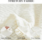 Sofa Covers Couch Covers for Sofa Pet Friendly Couch Cushion Covers Universal Sofa Covers Washable Stretch Slipcovers for Sectional Sofa (Texture Ivory White,Back Cover M)