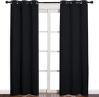 NICETOWN Thermal Insulated Black Blackout Curtains/Drapes 84 inches Length 2 Panels Set for Living Room, 42 inches Wide, Privacy Sound Reducing Room Darkening Draperies Window Treatment