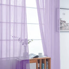 SpaceDresser Sheer Voile Window Treatment Rod Pocket Curtain Panels for Kitchen Bedroom Living Room Drapes Sunlight Filtering Privacy Semi Home Decor Assorted (Lavender, 52 W x 54 L)