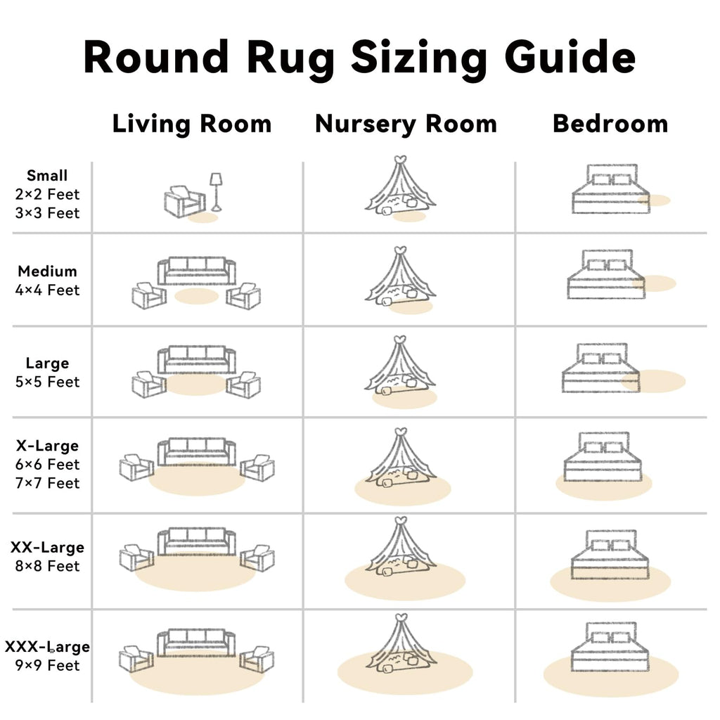 OLANLY Cream Round Rugs for Bedroom - Machine Washable, 3 ft Circle Area Rugs for Living Room, Soft and Fluffy Shaggy Carpet for Teen Girl and Boys, Nursery Rooms, Dorms, Home Decor Aesthetic