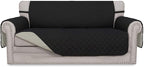 Easy-Going Sofa Slipcover Reversible Loveseat Sofa Cover Couch Cover for 2 Cushion Couch Furniture Protector with Elastic Straps for Pets Kids Dog Cat (Oversized Loveseat, Black/Beige)