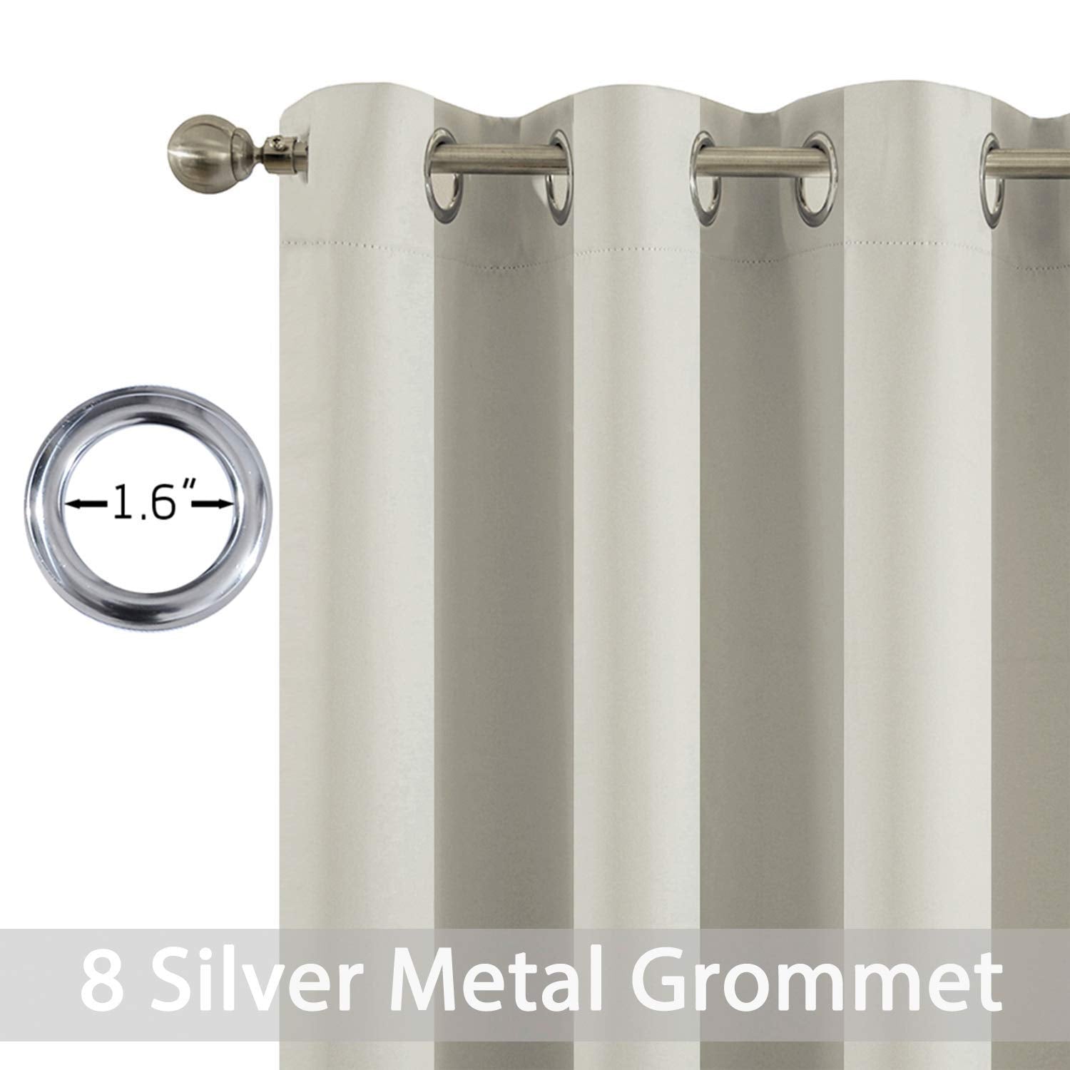 Yakamok Room Darkening Curtains 52x84 inch Length Light Beige-Living Room