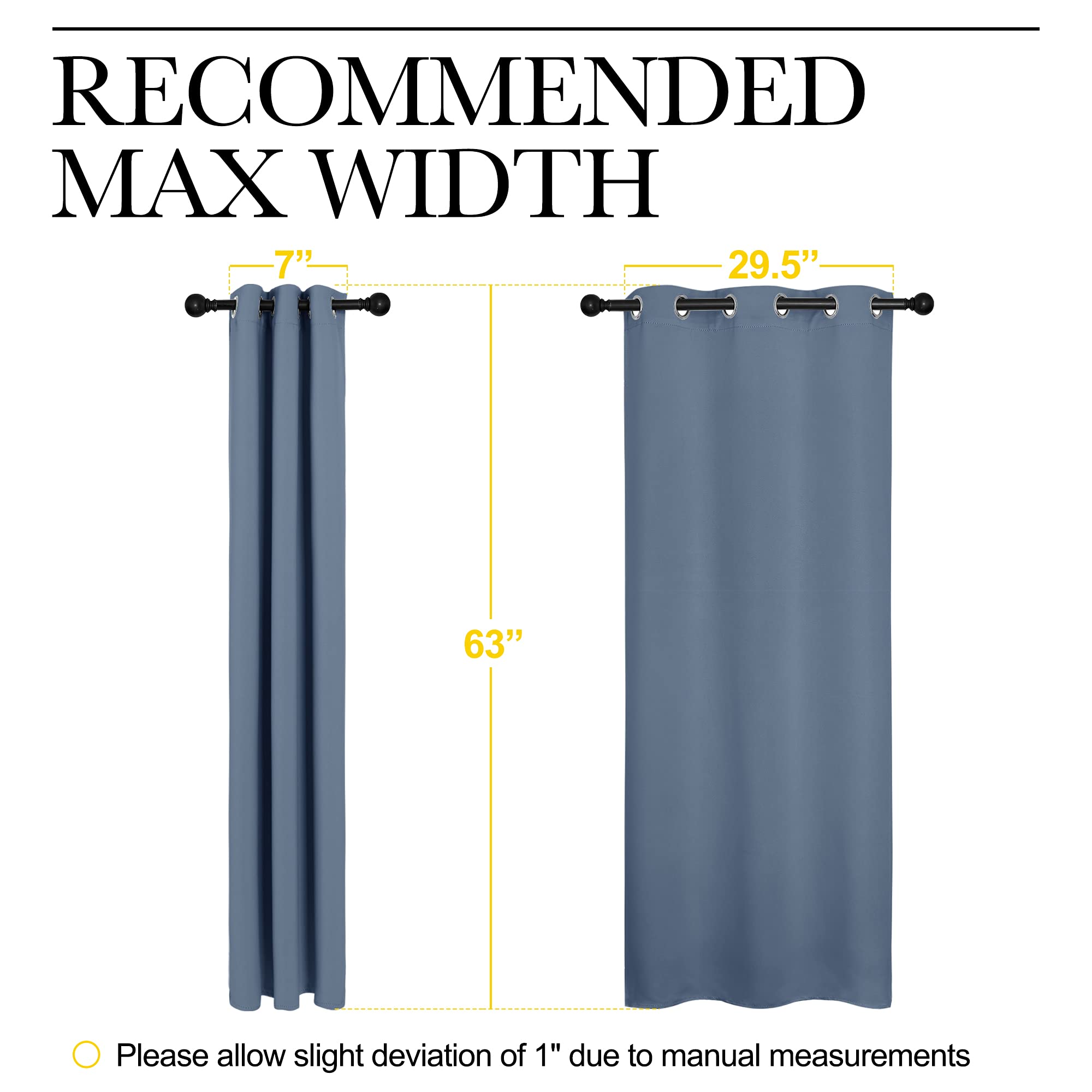 NICETOWN Kitchen Curtains Blackout Curtains & Drapes, Thermal Insulated Grommet Top Window Treatment Panels for Cupboard, Small Window (Stone Blue, 34" Wide x 63" Long, Set of 2)