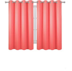 LEMOMO Blackout Curtains 52 x 45 inch Coral Curtains Set of 2 Panels/Thermal Insulated Room Darkening Bedroom Curtains
