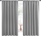 NICETOWN Short Curtains for Small Window - Thermal Insulated Rod Pocket Blackout Drapes/Draperies for Dining Room (2 Panels, W70 x L63 inches, Silver Grey)