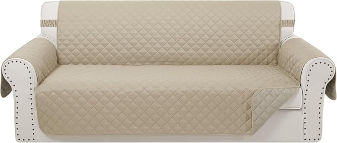 Reversible Oversized Sofa Covers Couch Cover Furniture Protector for Dogs Elastic Straps Water Resistant(XLSofa,Sand/Beige)