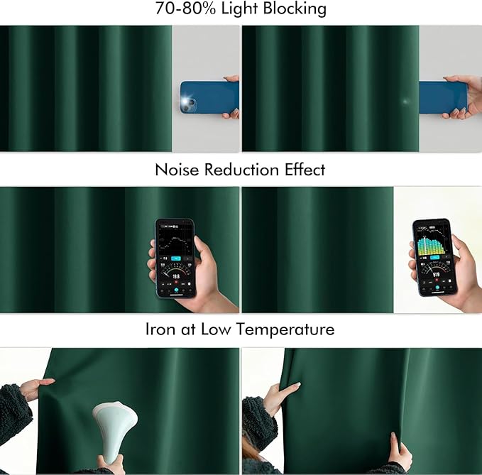 MIULEE Christmas Hunter Green Back Tab Blackout Curtains 52"x96" 2 Panels