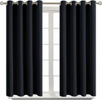 BGment Blackout Curtains for Living Room - Grommet Thermal Insulated Room Darkening Curtains for Bedroom, Set of 2 Panels (52 x 45 Inch, Black)