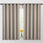 Yakamok Blackout Curtains Room Darkening Thermal Insulated Window Panels,Solid Grommet Top Drapes for Bedroom/Living Room(62Wx63L, Natural, 2 Panels)