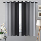 SimpleHome Ombre Room Darkening Curtains for Bedroom, Light Blocking Gradient Black to Grey White Thermal Insulated Grommet Blackout Window Curtains/Drapes for Kids, 2 Panels, 52x63 inches Length