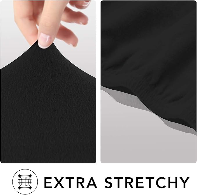 PureFit Super Stretch Chair Covers Fleece Couch Covers for Sofa Black