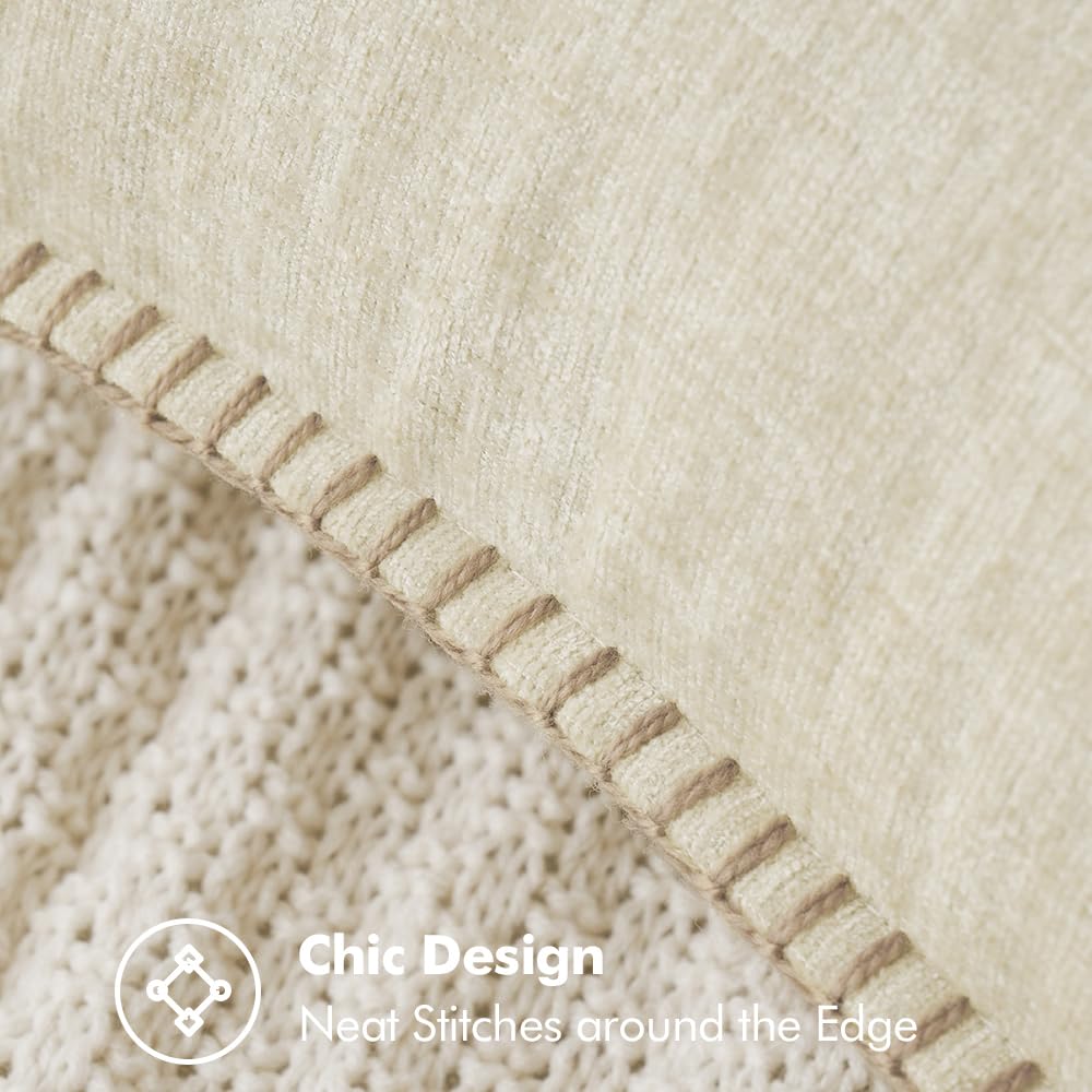 MIULEE Decorative Couch Throw Pillow Covers 20x20 Inch Cream White 2 Pack